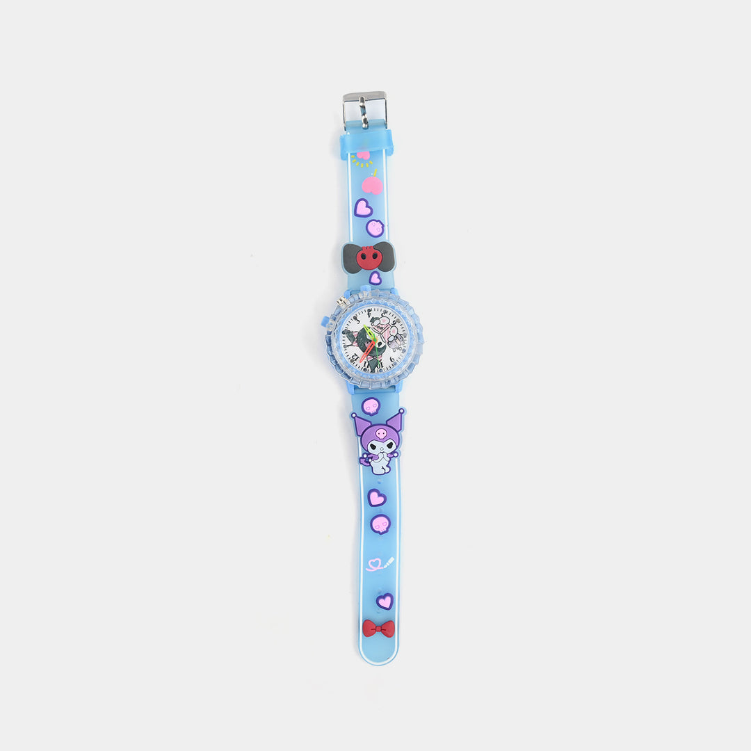 Girls Silicone Strap Analog Spinner Wristwatch