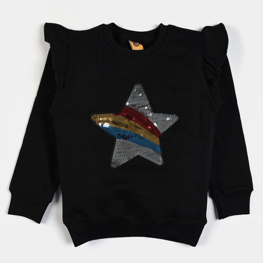 Girls Fleece Sweatshirt Multi Star-BLACK