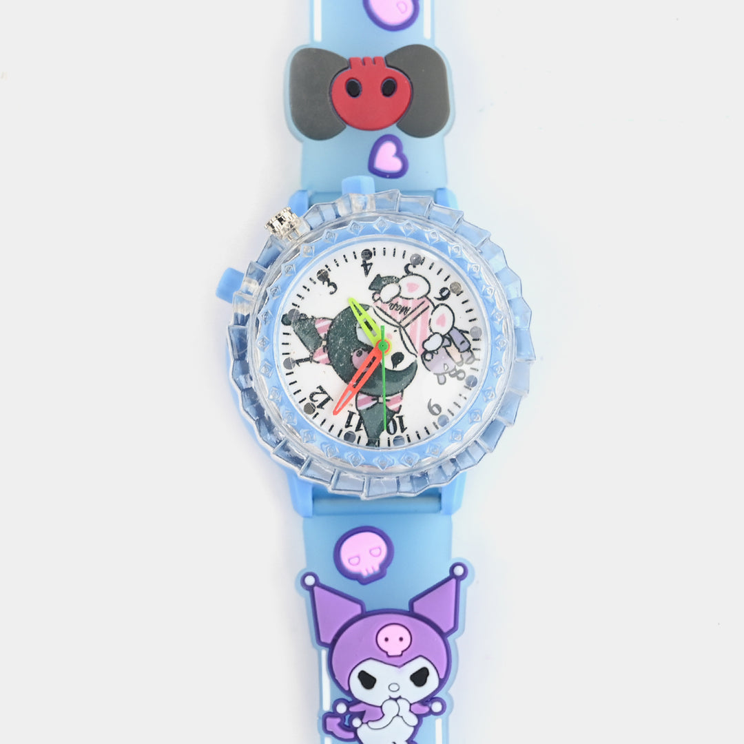 Girls Silicone Strap Analog Spinner Wristwatch