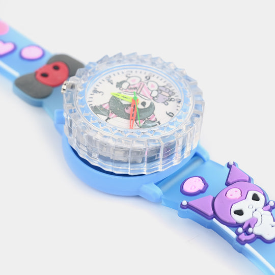 Girls Silicone Strap Analog Spinner Wristwatch