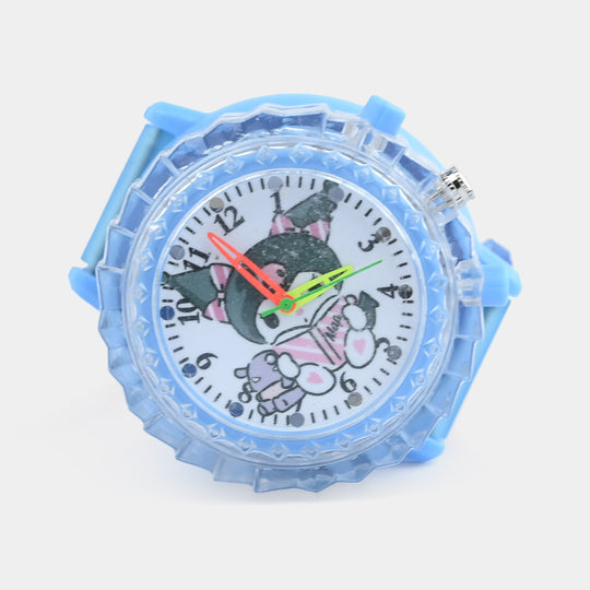 Girls Silicone Strap Analog Spinner Wristwatch