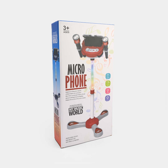 Kids Adjustable Musical Microphone Stand with Lights & Dual Mics