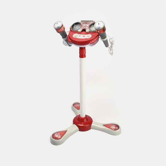 Kids Adjustable Musical Microphone Stand with Lights & Dual Mics