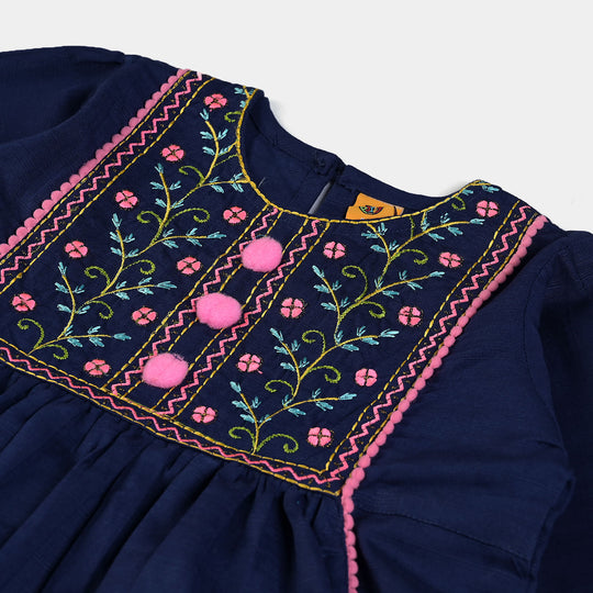 Girls khaddar 2PCs Midnight-Navy Blue