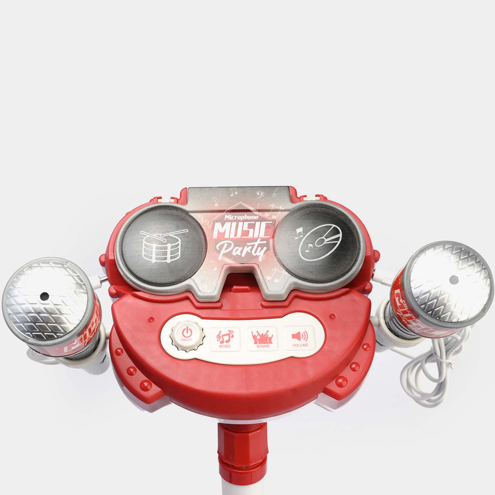 Kids Adjustable Musical Microphone Stand with Lights & Dual Mics