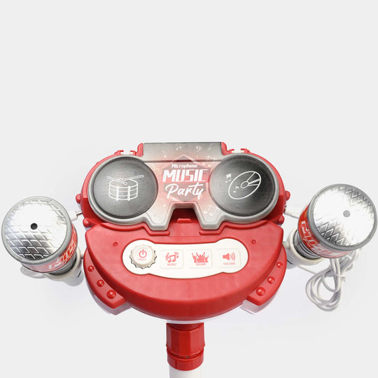 Kids Adjustable Musical Microphone Stand with Lights & Dual Mics