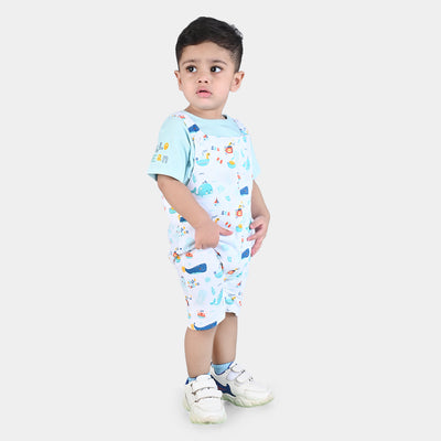 Infant Boys Cotton Poplin 2 Piece Set (T-Shirt/Overall)-mIX