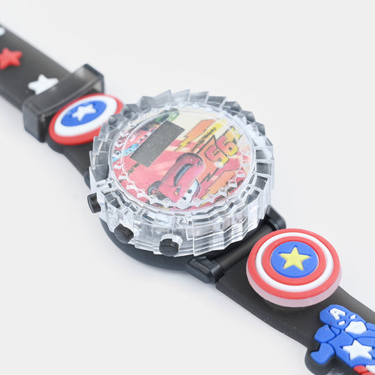 Kids Light-Up Double Spinner Digital Wrist Watch