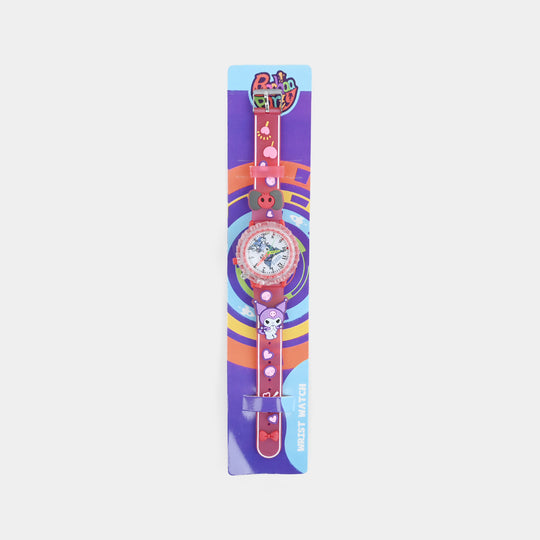 Girls Silicone Strap Analog Spinner Wristwatch