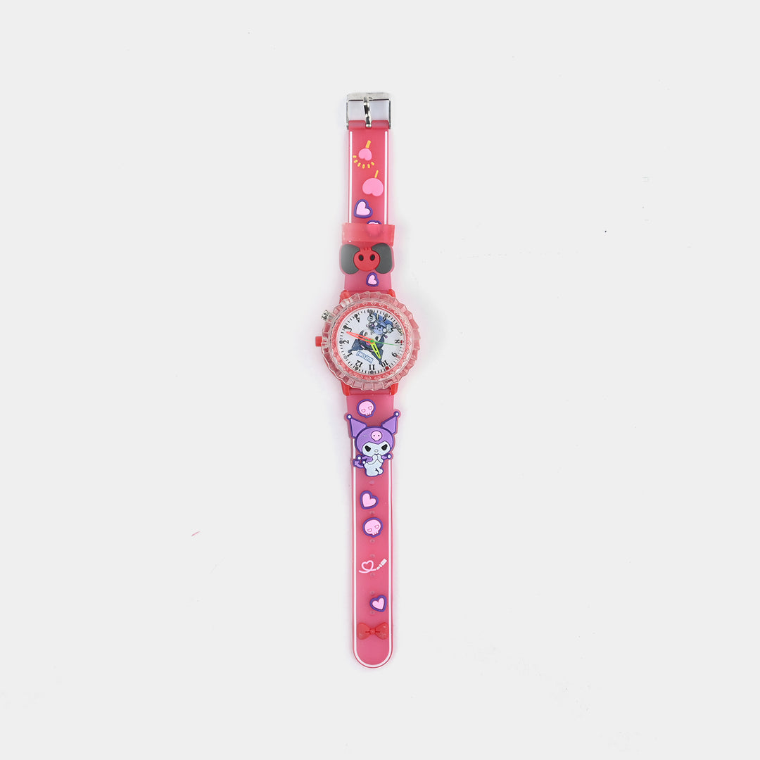 Girls Silicone Strap Analog Spinner Wristwatch
