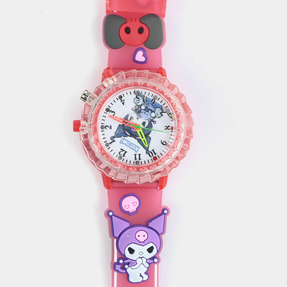 Girls Silicone Strap Analog Spinner Wristwatch