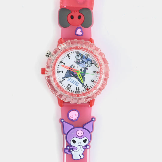 Girls Silicone Strap Analog Spinner Wristwatch