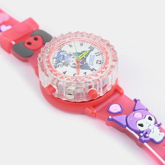 Girls Silicone Strap Analog Spinner Wristwatch