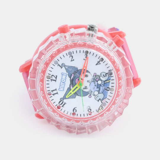 Girls Silicone Strap Analog Spinner Wristwatch