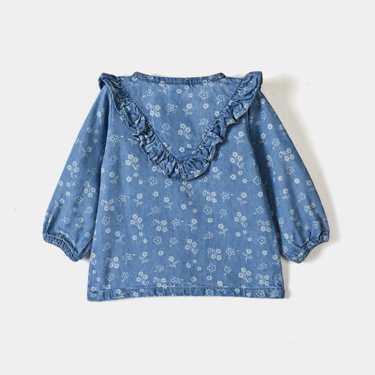 Infant Girls Tensile Denim (Light Denim) 2 Pc Suit-Petal Bloom