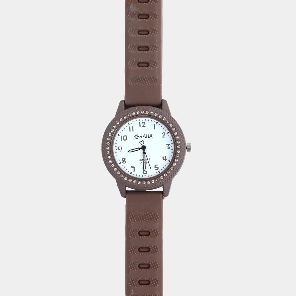 Girls Silicone Strap Analog Wristwatch