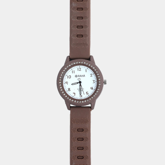 Girls Silicone Strap Analog Wristwatch