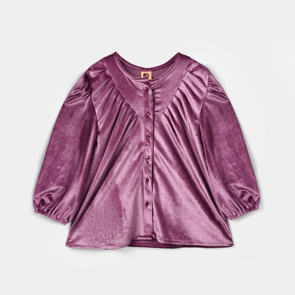 Girls Velvet Co-Ord Set Raspberry-Plum