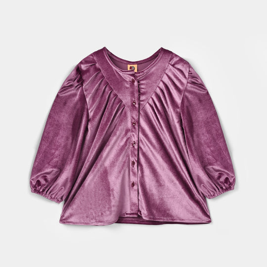 Girls Velvet Co-Ord Set Raspberry-Plum