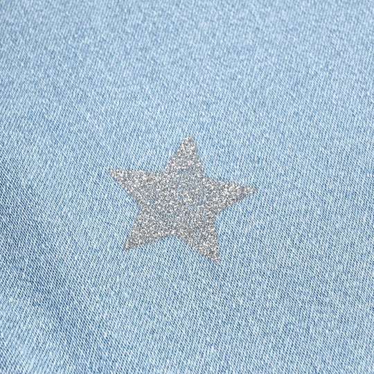 Girls Denim Stretch Jeggings Stars-Ice Blue