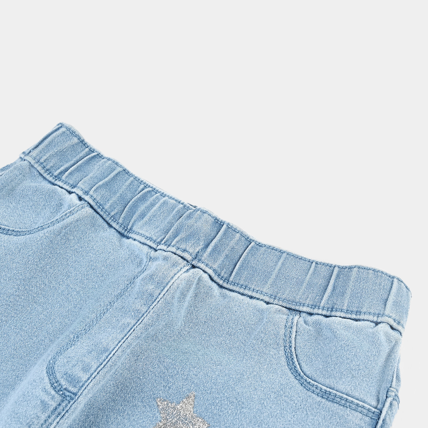 Girls Denim Stretch Jeggings Stars-Ice Blue