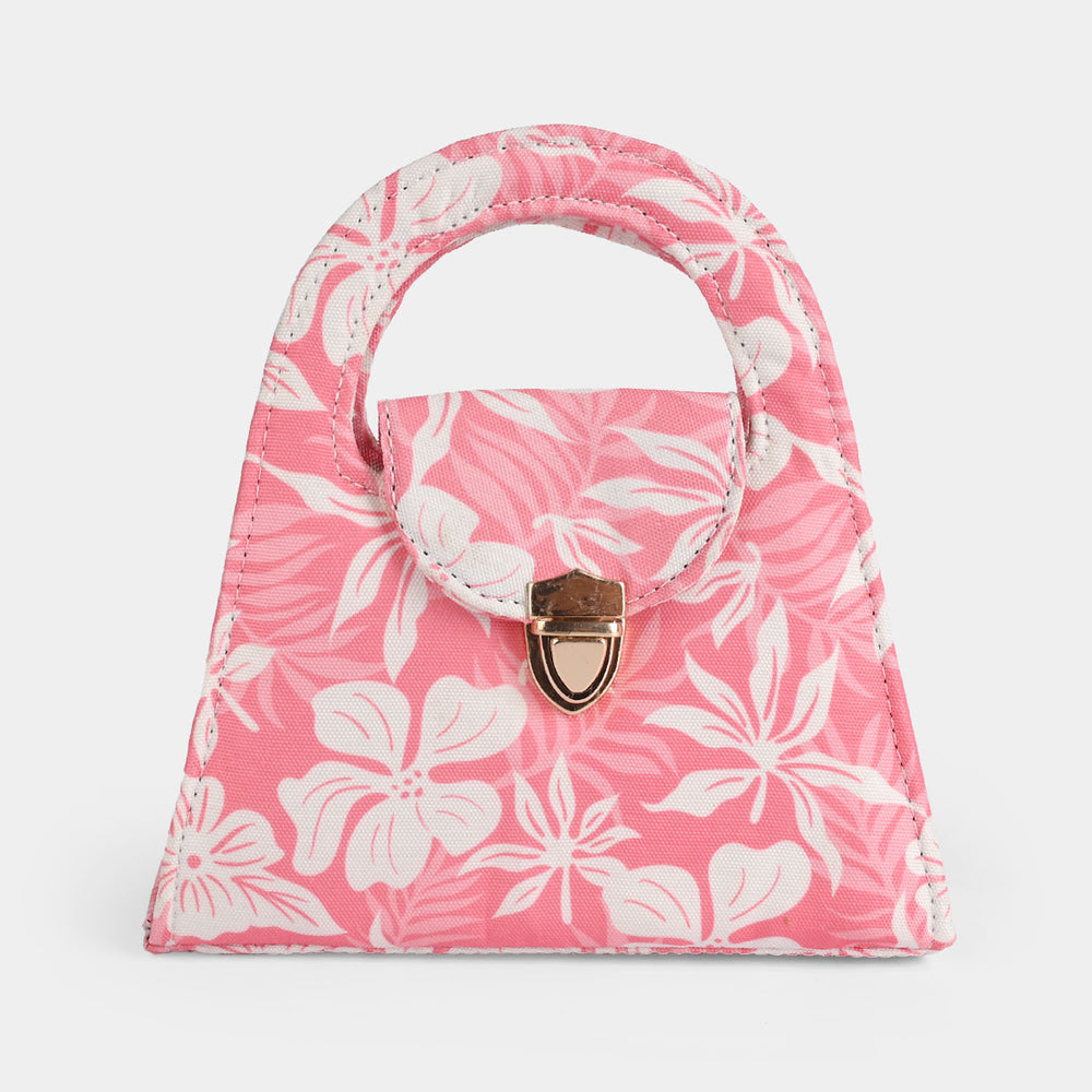 Kid's Fashion Hand Bag (Floral) - Pink & White