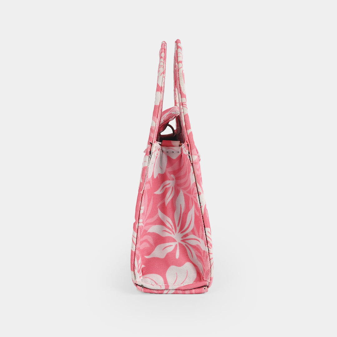 Kid's Fashion Hand Bag (Floral) - Pink & White