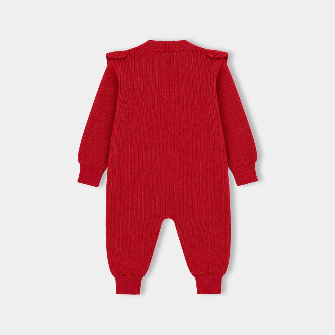 Infant Girls Acrylic Romper-Scarlet Bunny-Red
