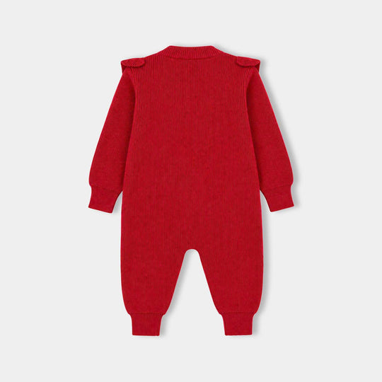 Infant Girls Acrylic Romper-Scarlet Bunny-Red