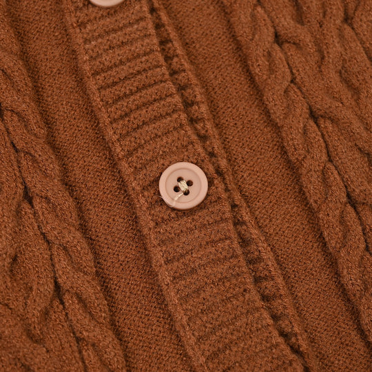 Infant Boys Acrylic Romper-Hooded Bear-Rust