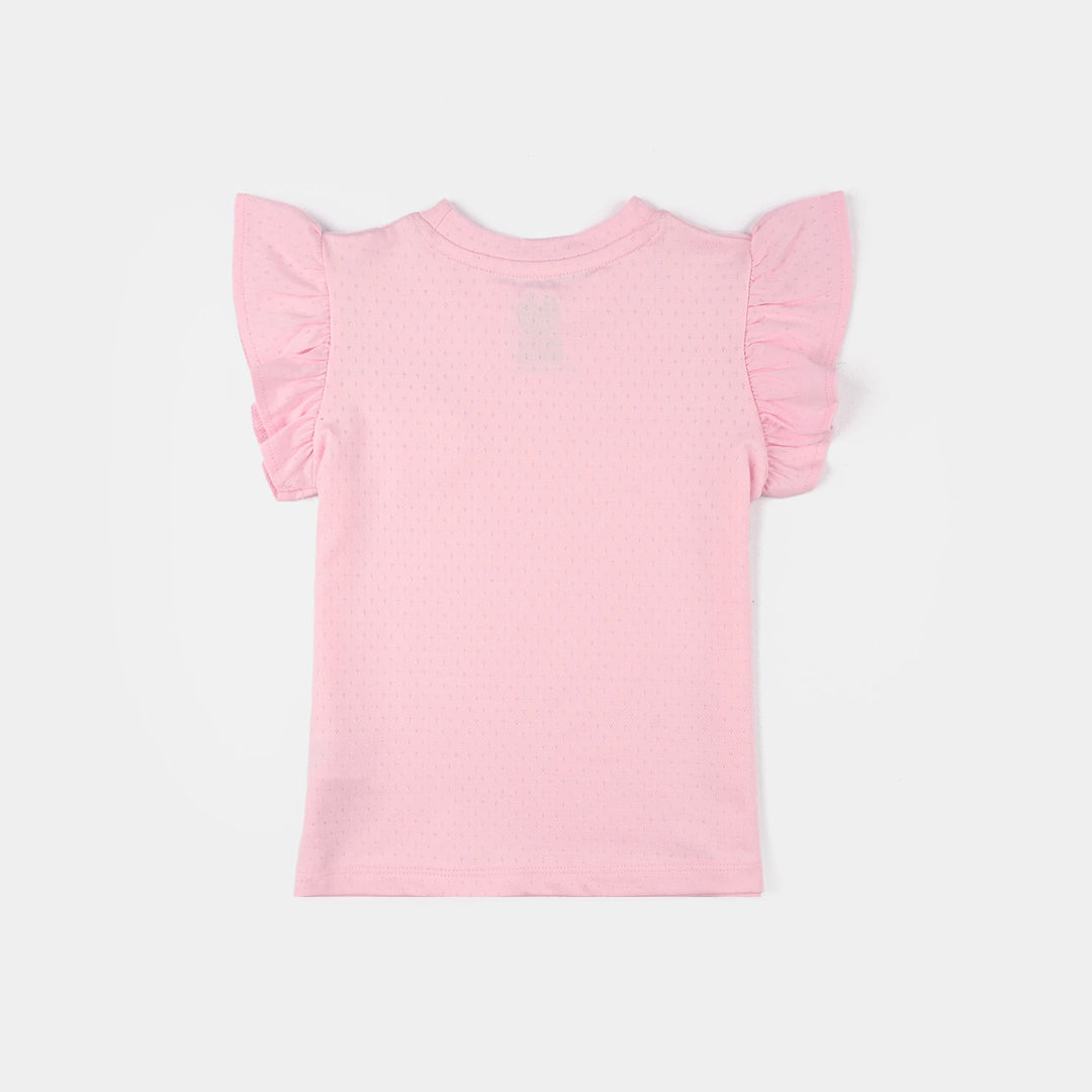 Infant Girls Knitted Jacquard T-Shirt (Flower) - Pink