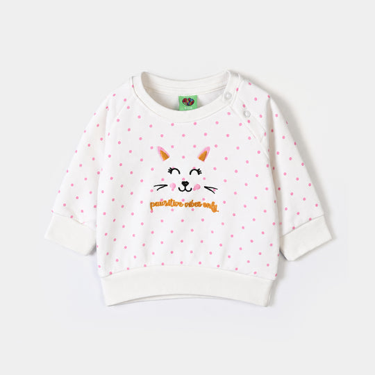 Infant Girls Fleece 2 Piece Suit Positive Vibes-White