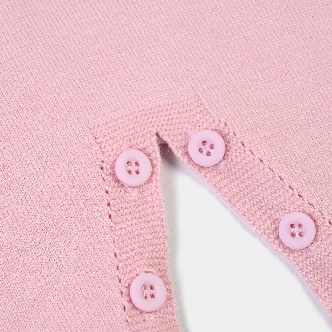 Infant Girls Acrylic Romper-Bunny Bow-Pink