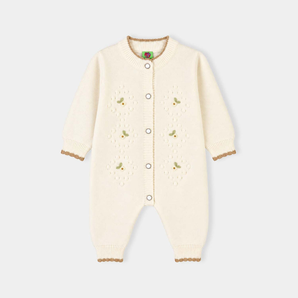 Infant Girls Acrylic Romper-Little Blossom-OFF-White