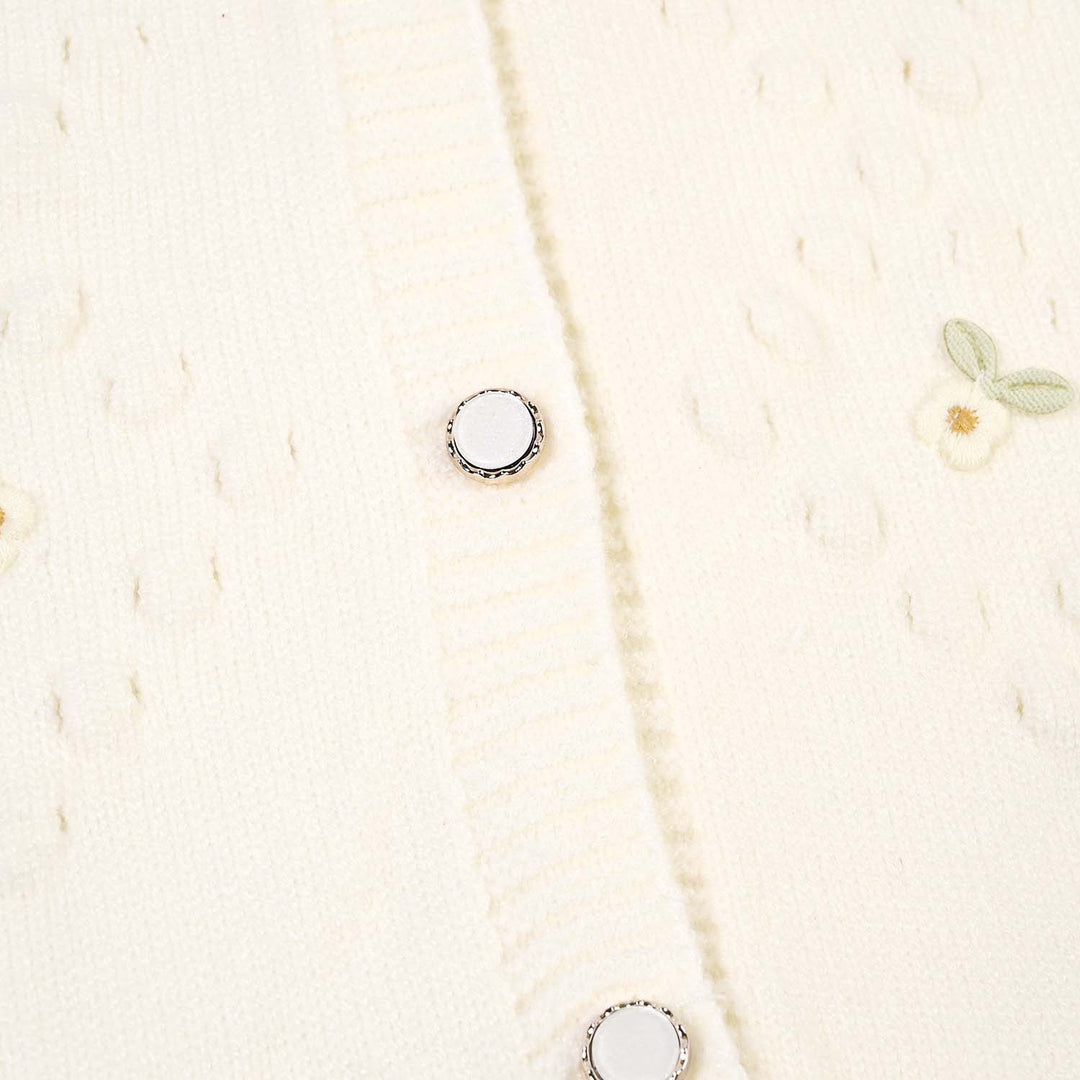 Infant Girls Acrylic Romper-Little Blossom-OFF-White