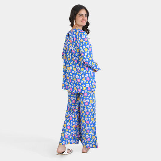 Teens Girls Viscose Co-ord Set Floras-Blue