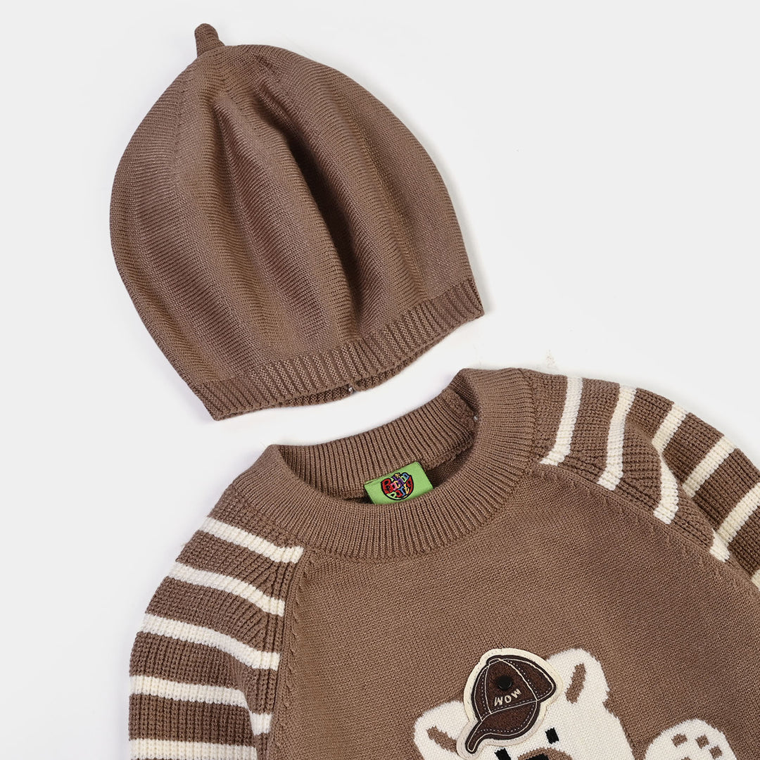 Infant Boys Acrylic Romper-Cool Bear-BROWN