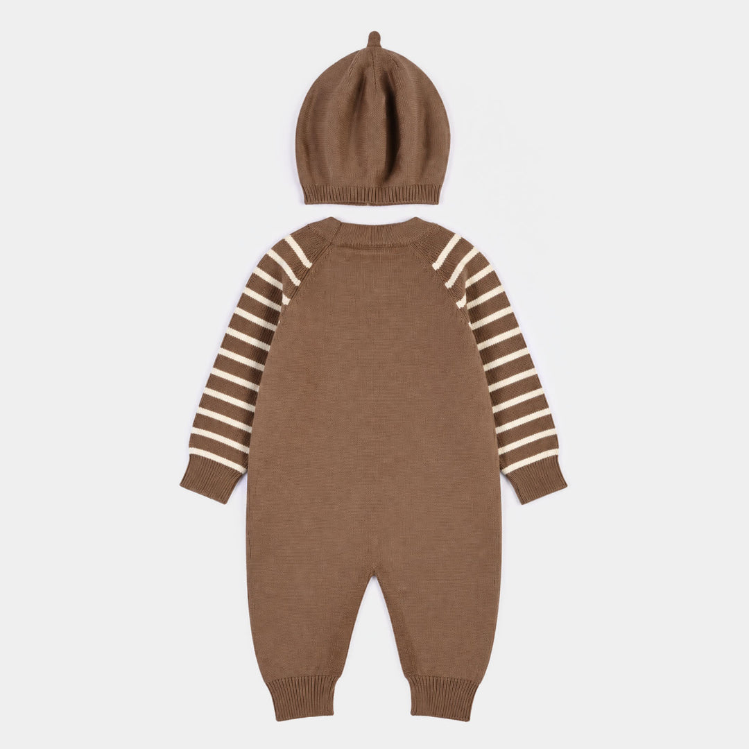 Infant Boys Acrylic Romper-Cool Bear-BROWN