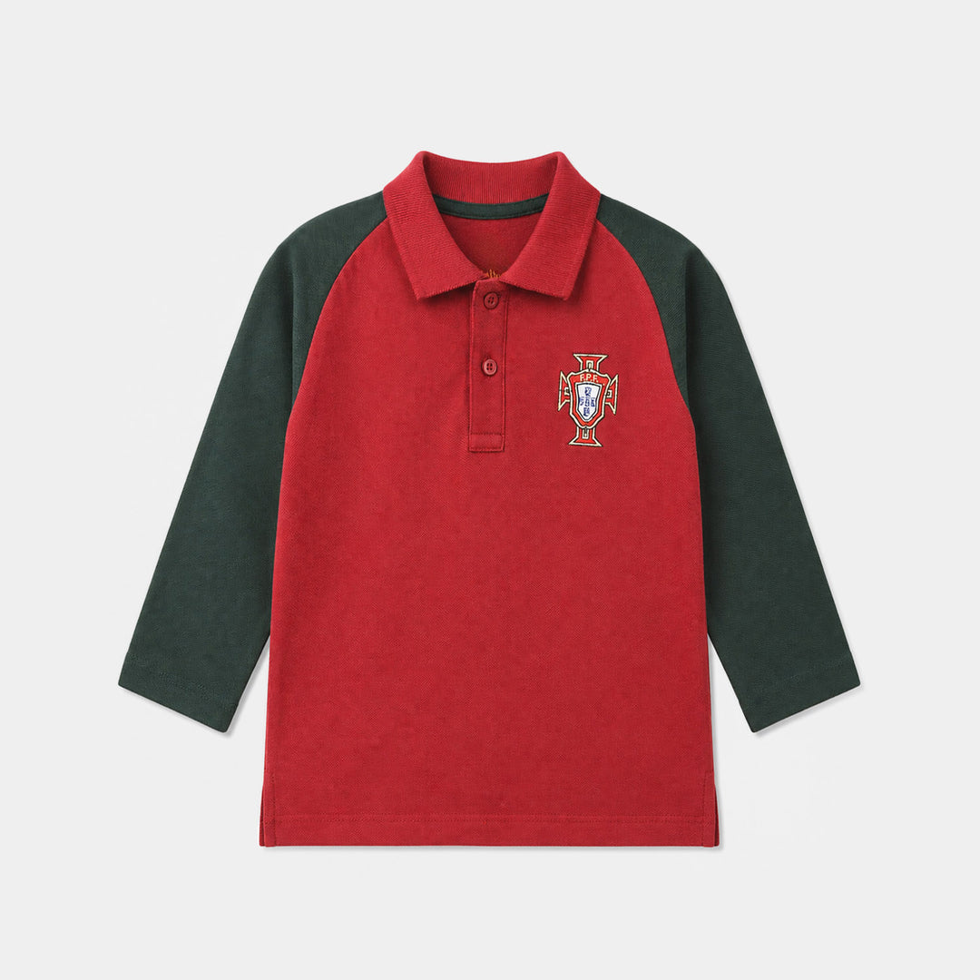 Boys Cotton PK Polo Full Sleeves - Rhubarb