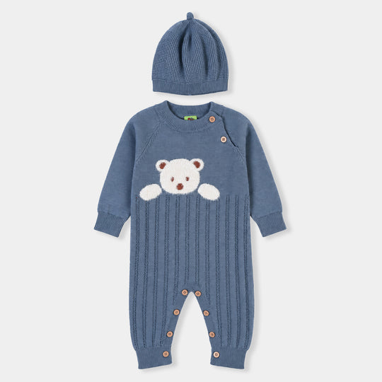Infant Boys Acrylic Romper-Baby Bear-BLUE