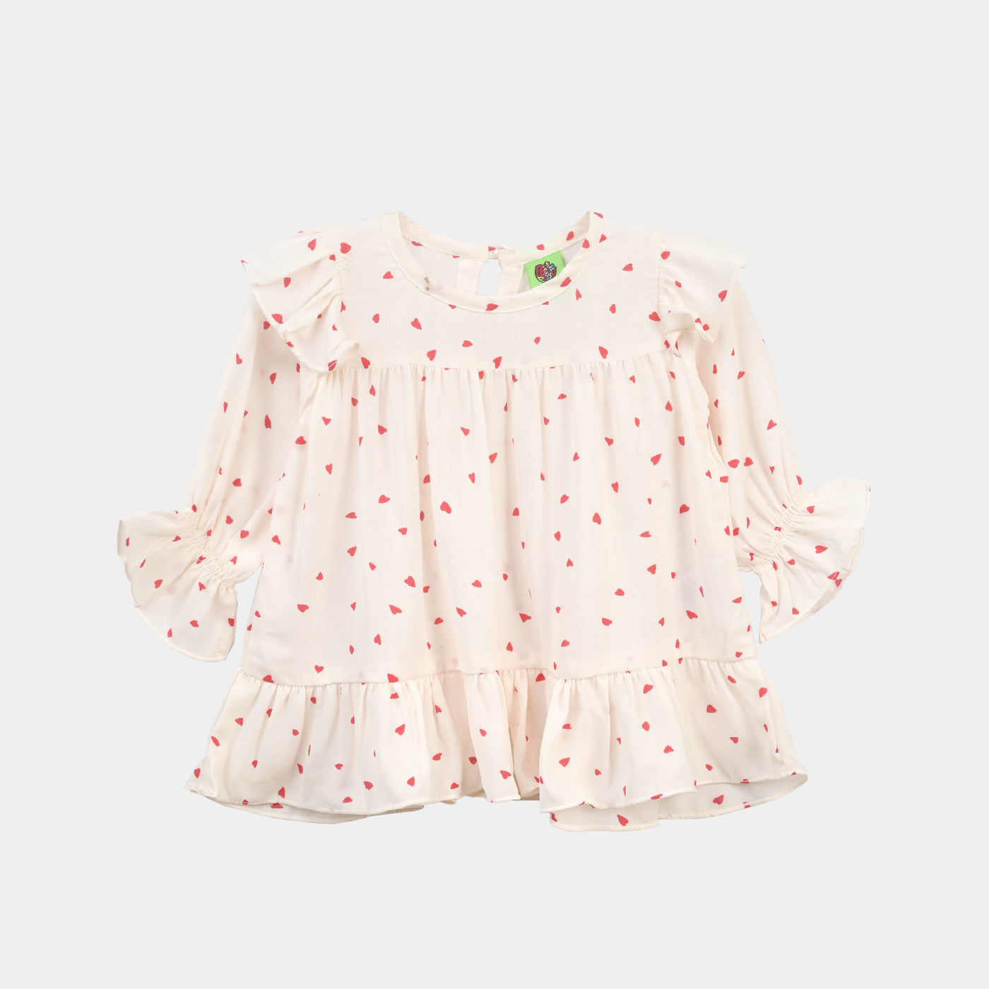 Infant Girls Poly Cotton Casual Top Geranium-White