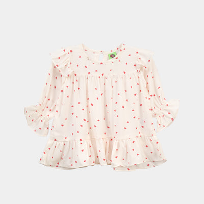 Infant Girls Poly Cotton Casual Top Geranium-White