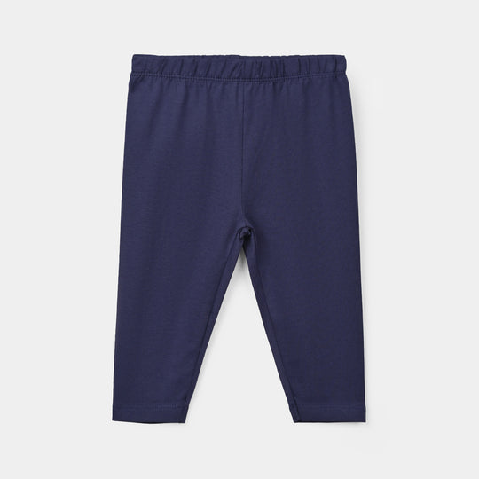 Infant Girls Lycra Jersey Plain Tights - Navy