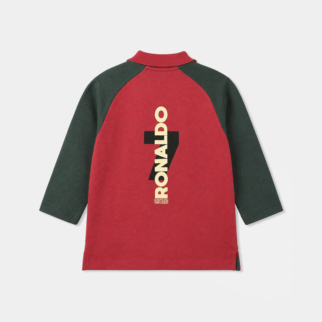 Boys Cotton PK Polo Full Sleeves - Rhubarb