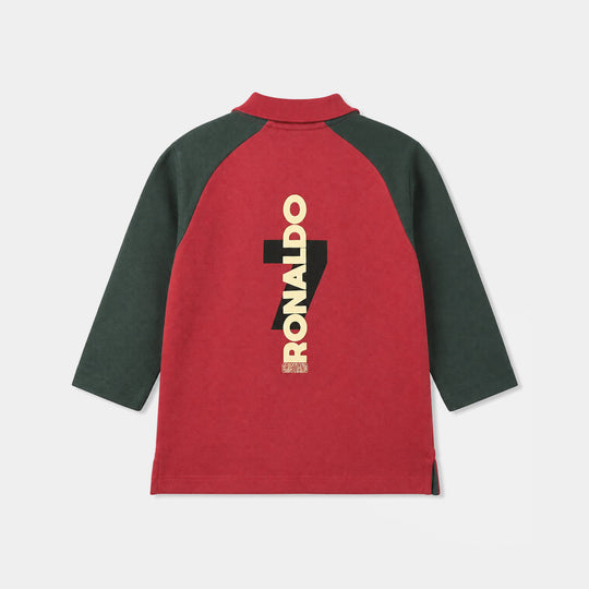 Boys Cotton PK Polo Full Sleeves - Rhubarb