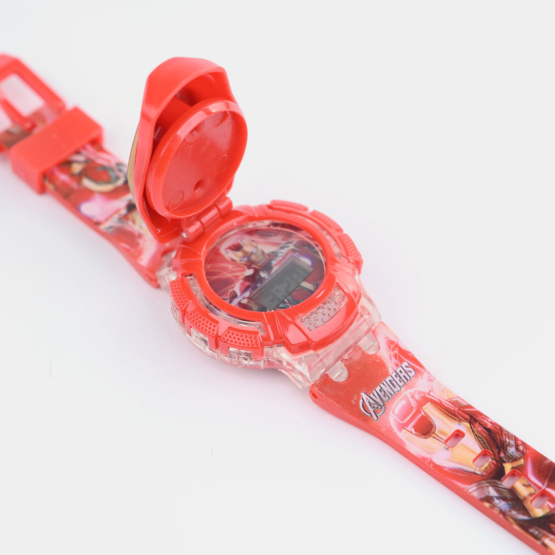 Digital Wristwatch with Flip Cover