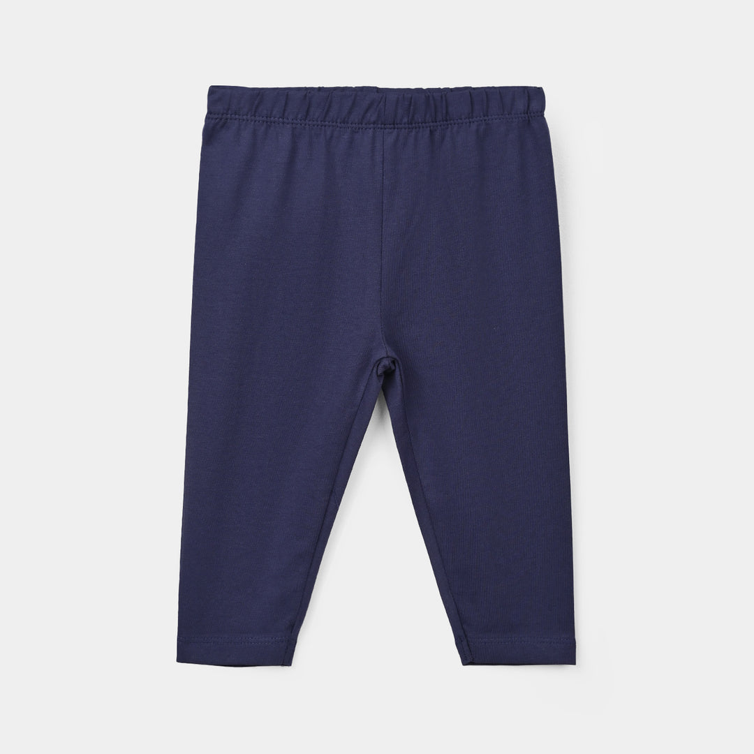 Infant Girls Lycra Jersey Plain Tights - Navy