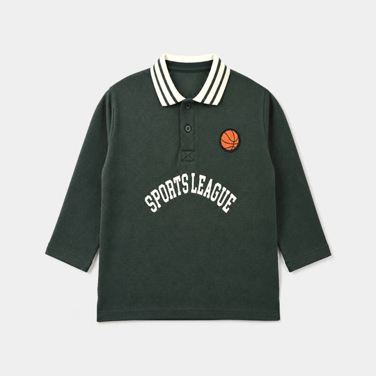 Boys Popcorn Polo Full Sleeves Sports League - Green