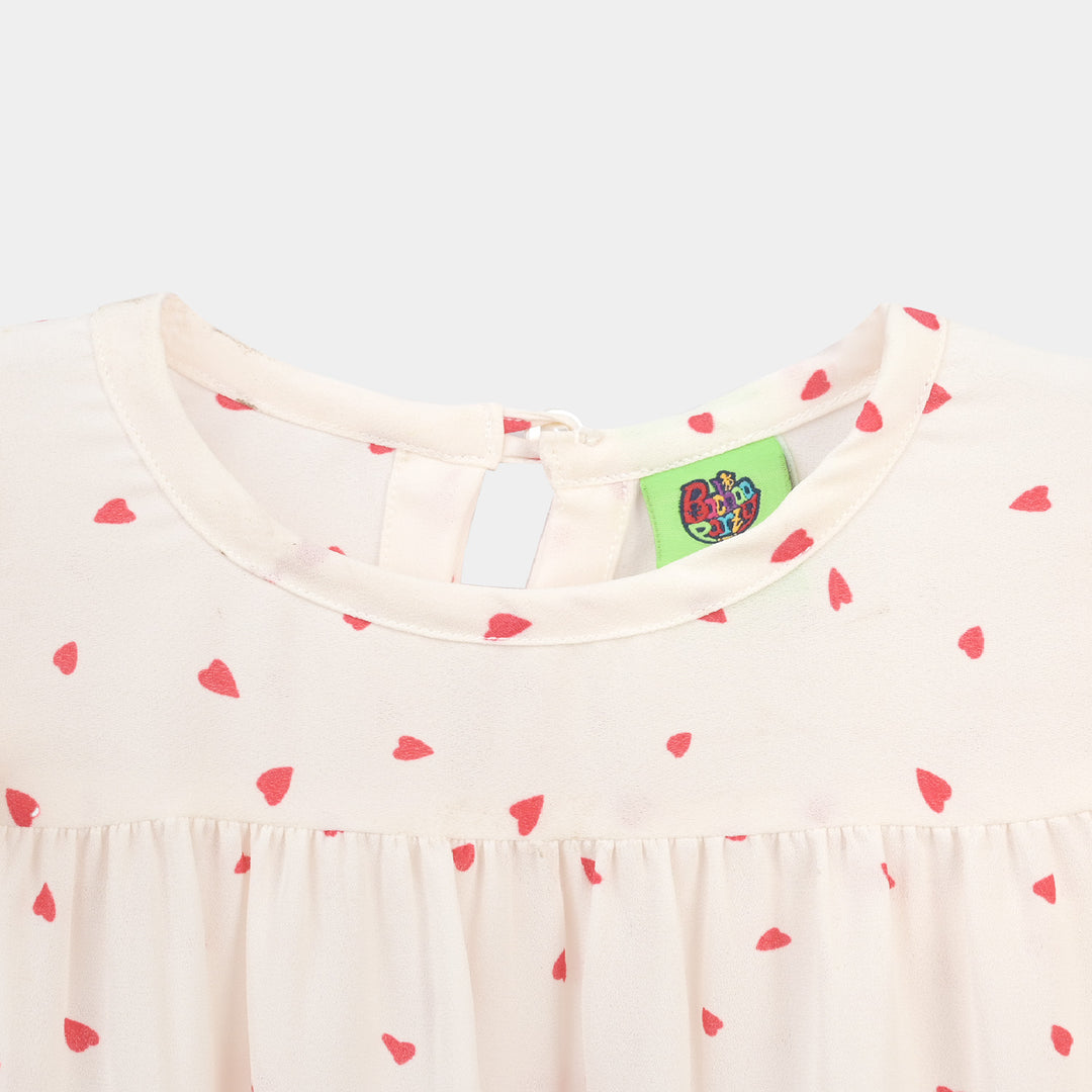 Infant Girls Poly Cotton Casual Top Geranium-White