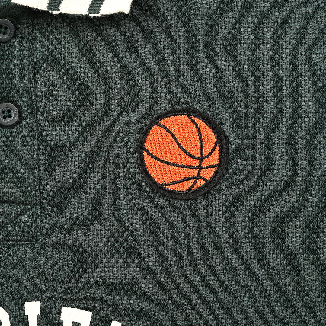 Boys Popcorn Polo Full Sleeves Sports League - Green